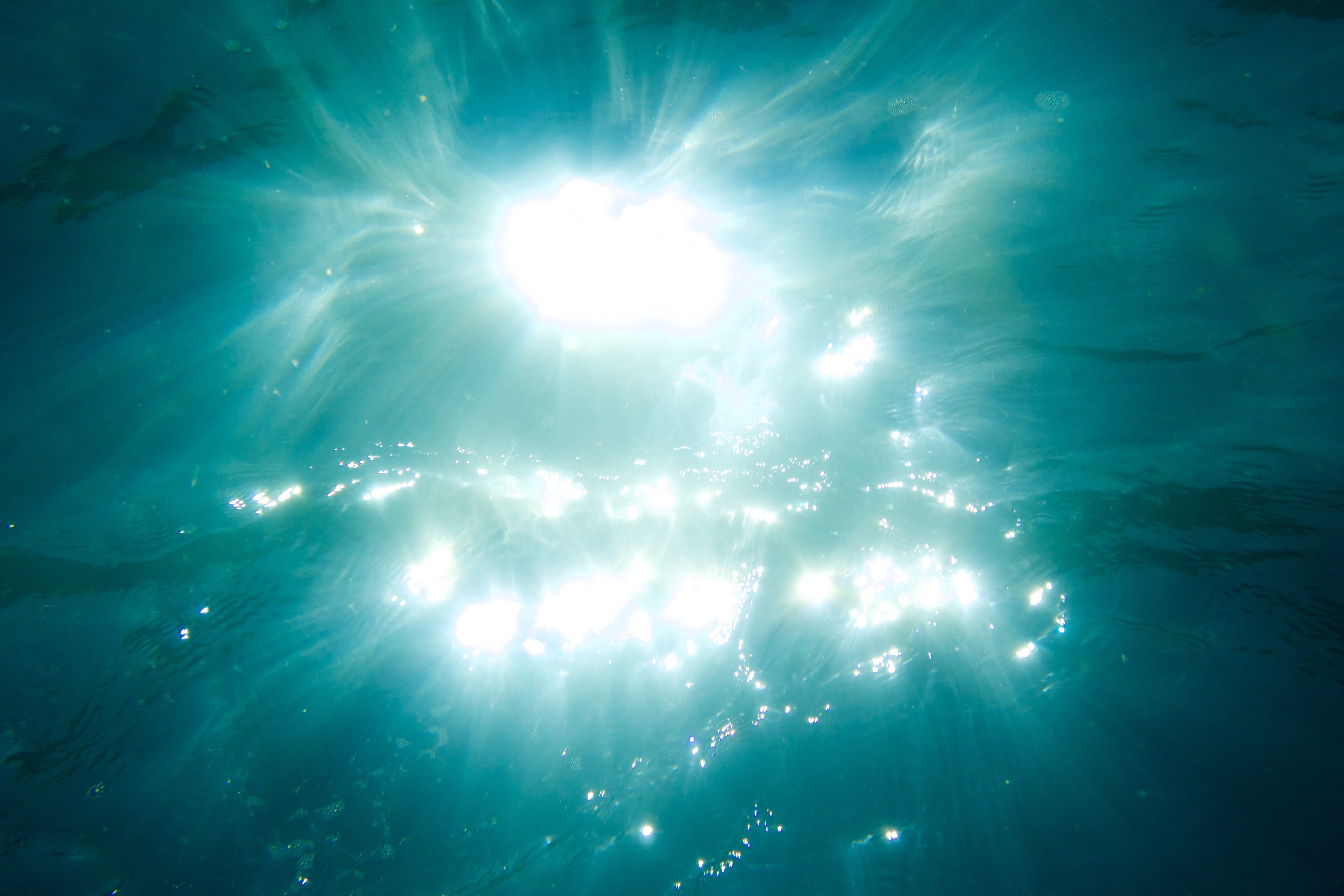 Radiant sunlight underwater